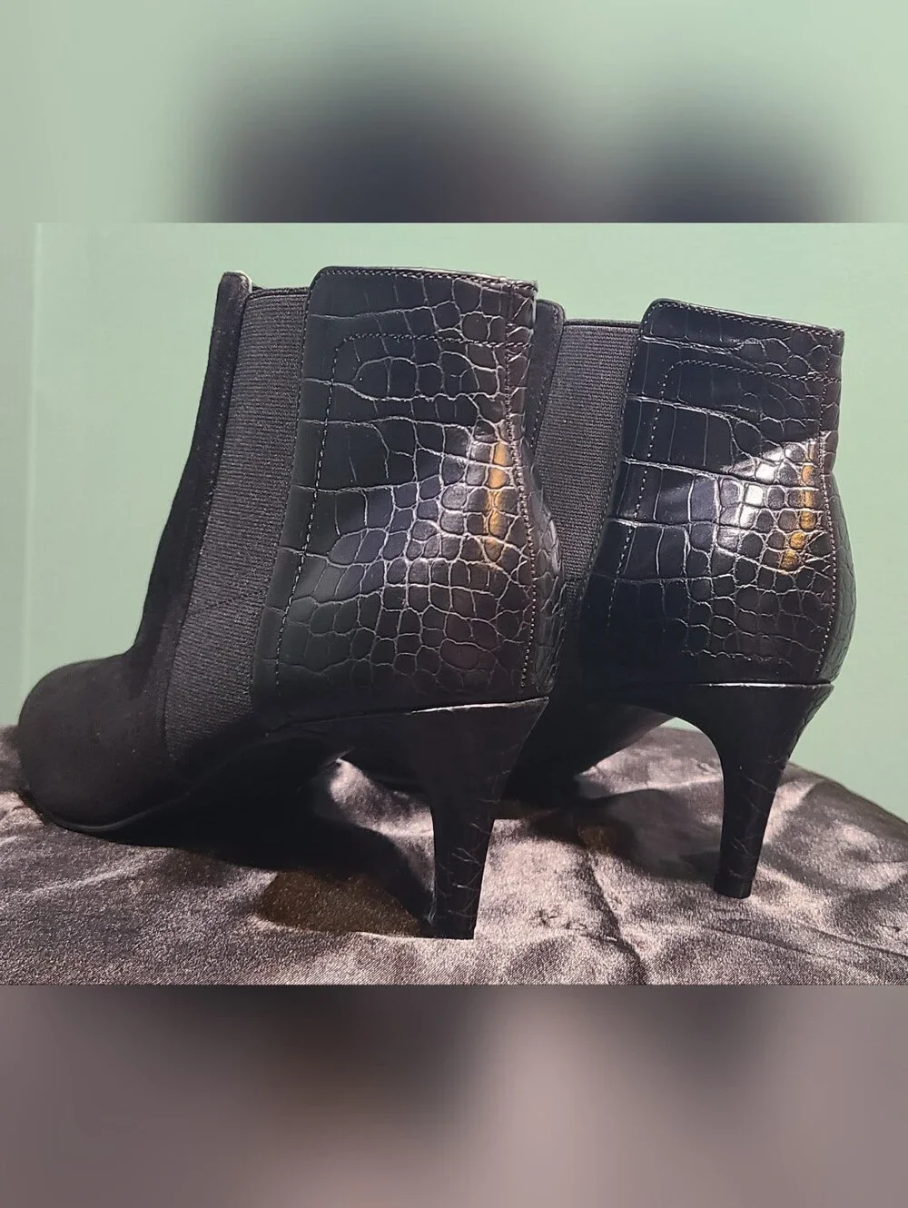 Ann Taylor Black Suede Pointed Toe Ankle Booties